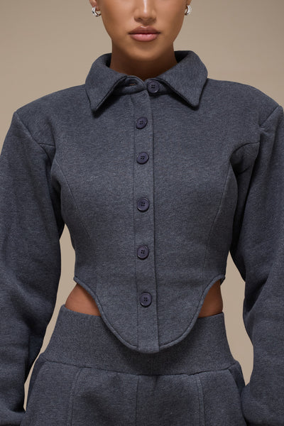 HATTIE CORSET SWEATSHIRT | CHARCOAL