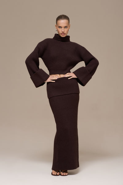 MABEL MAXI SKIRT | CHOCOLATE