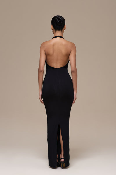 PHE HALTER MAXI DRESS | BLACK