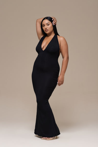PHE HALTER MAXI DRESS | BLACK