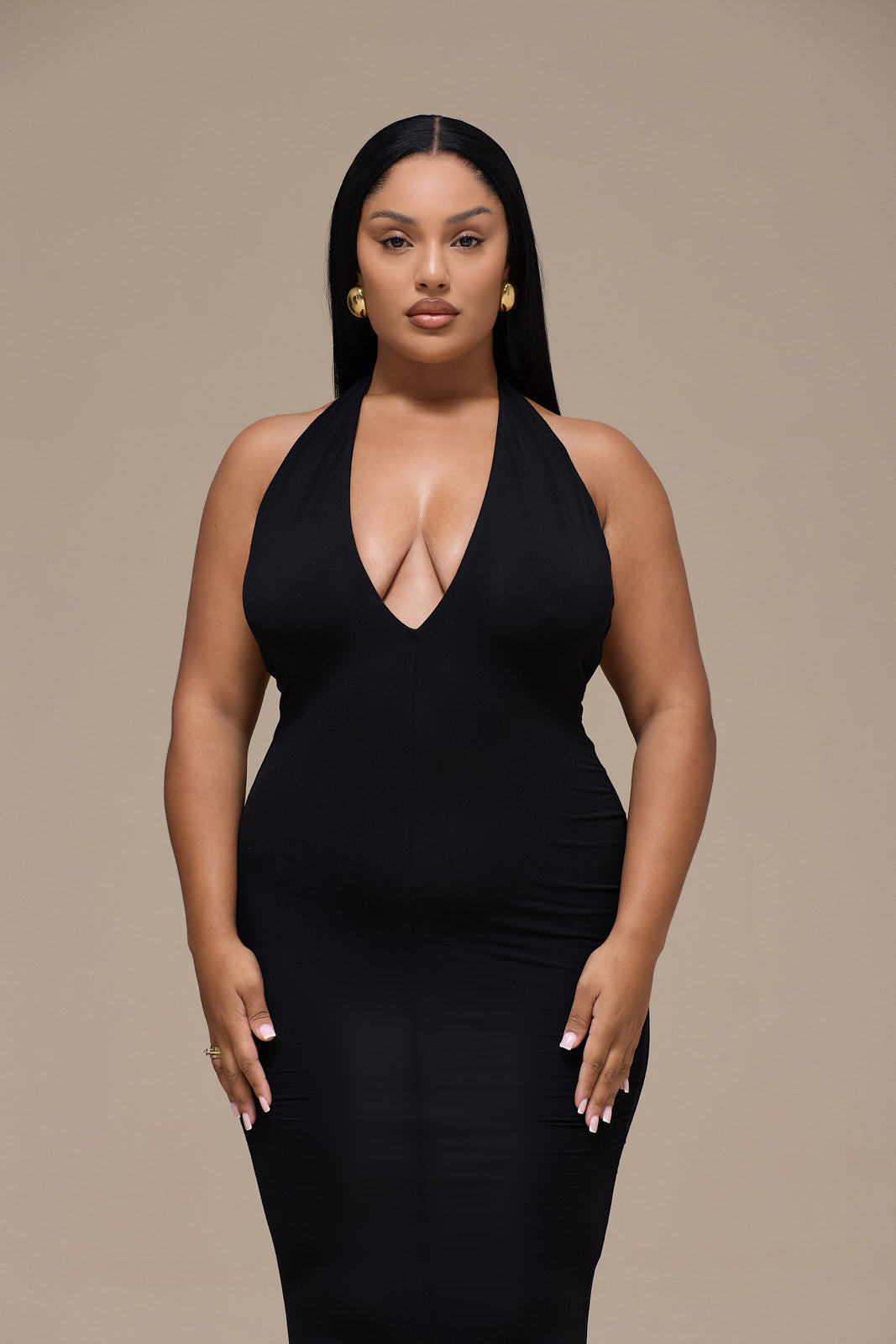 PHE HALTER MAXI DRESS | BLACK