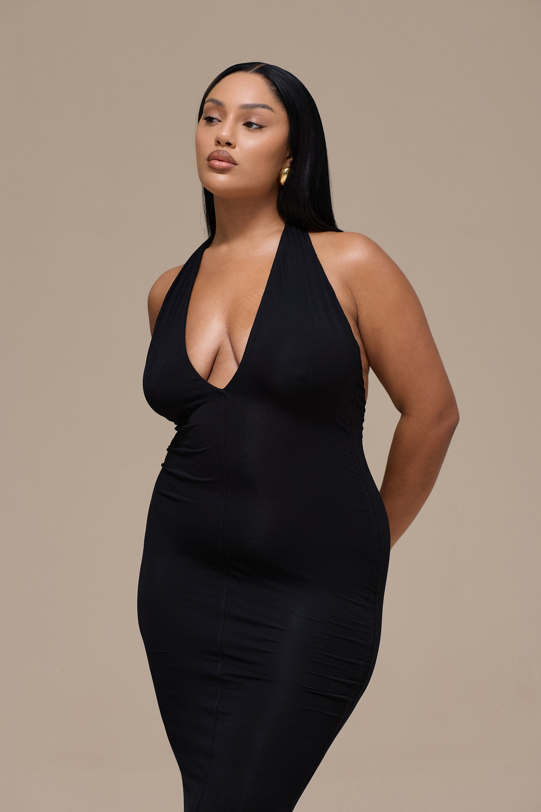 PHE HALTER MAXI DRESS | BLACK