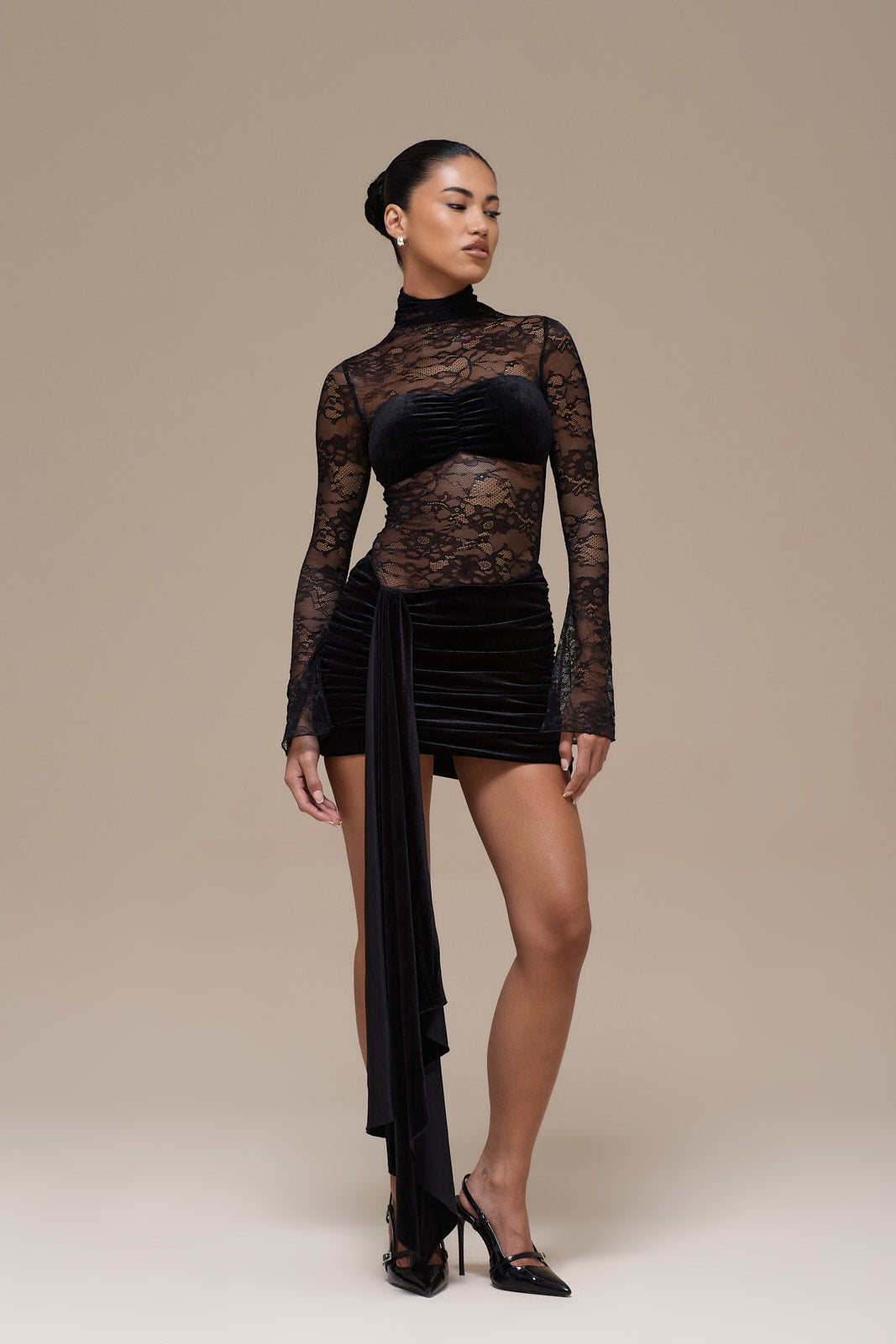 SASHA MINI DRESS | BLACK LACE