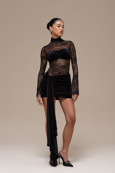 SASHA MINI DRESS | BLACK LACE