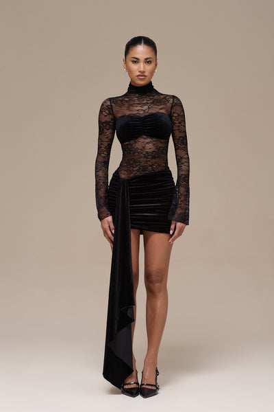 SASHA MINI DRESS | BLACK LACE