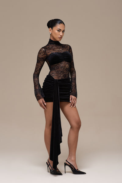 SASHA MINI DRESS | BLACK LACE