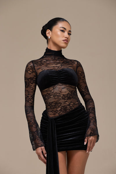 SASHA MINI DRESS | BLACK LACE
