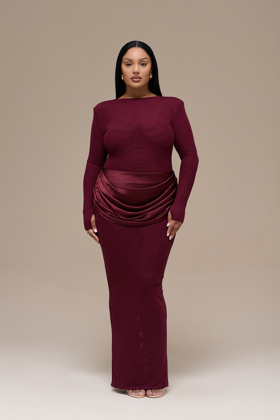 EMAN LONG SLEEVE MAXI DRESS | WINE