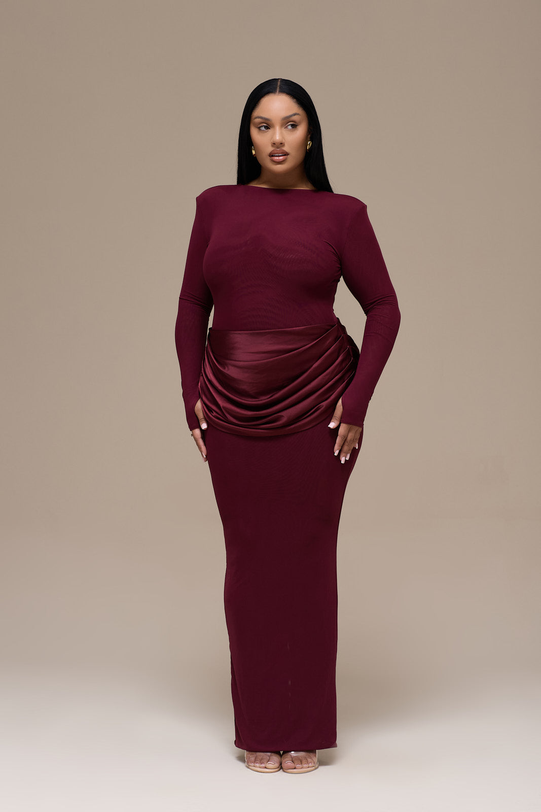 EMAN LONG SLEEVE MAXI DRESS | WINE