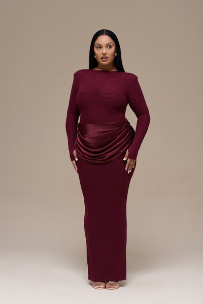 EMAN LONG SLEEVE MAXI DRESS | WINE