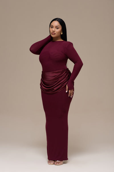 EMAN LONG SLEEVE MAXI DRESS | WINE