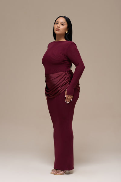 EMAN LONG SLEEVE MAXI DRESS | WINE