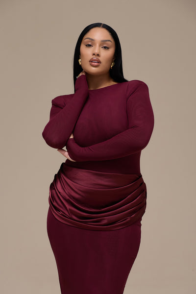 EMAN LONG SLEEVE MAXI DRESS | WINE