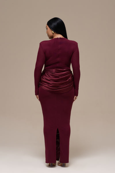 EMAN LONG SLEEVE MAXI DRESS | WINE