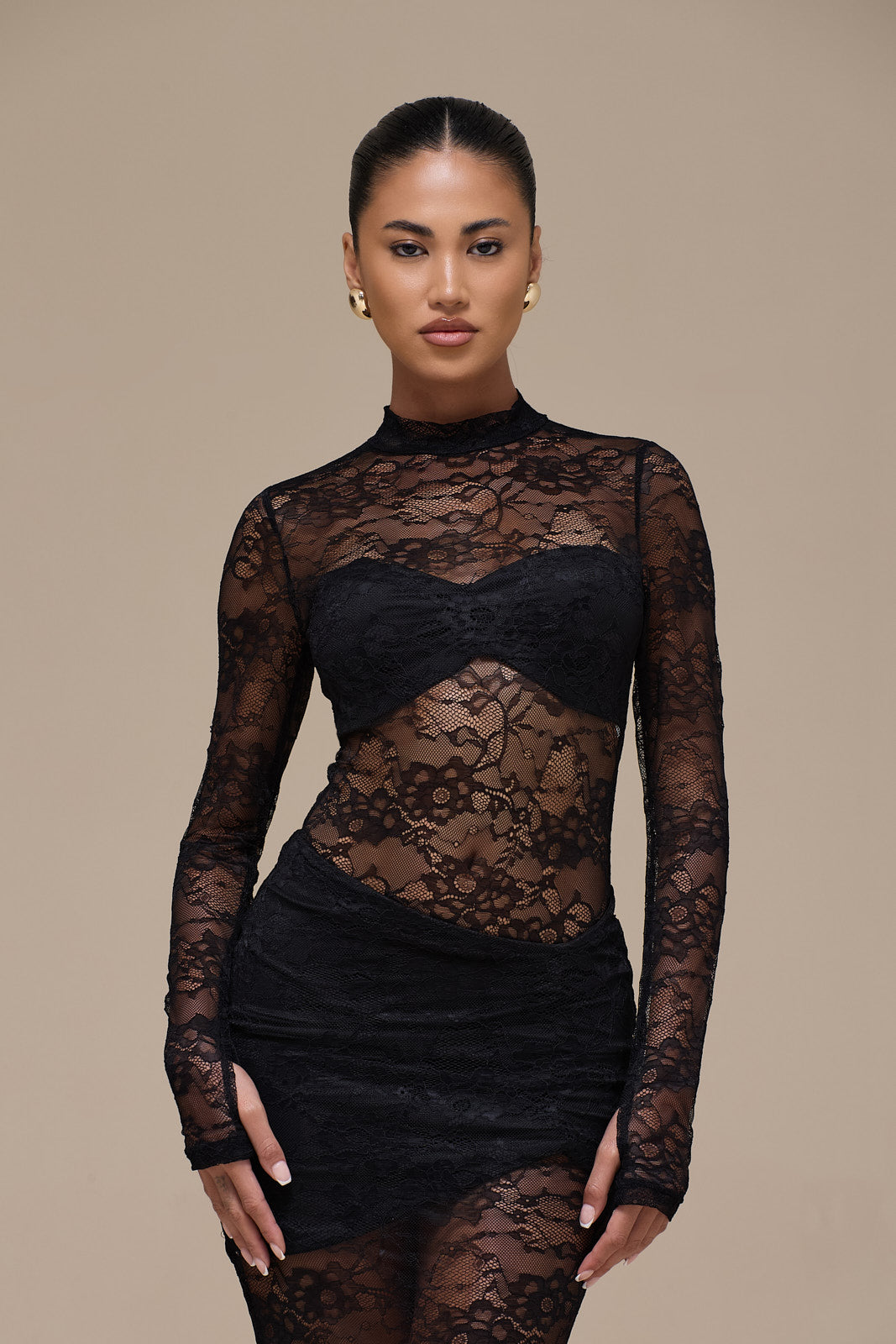 BRITNEY LACE BODYSUIT | BLACK