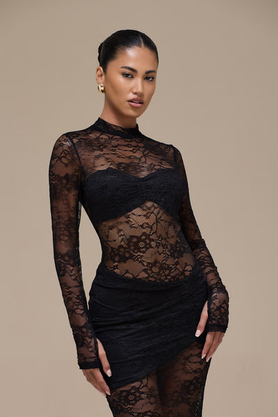 BRITNEY LACE BODYSUIT | BLACK