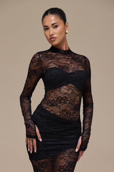 BRITNEY LACE BODYSUIT | BLACK