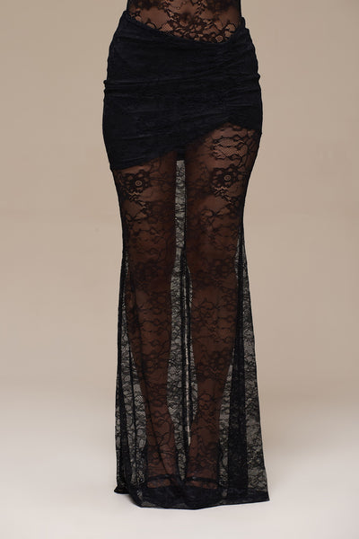 BRITNEY LACE MAXI SKIRT | BLACK