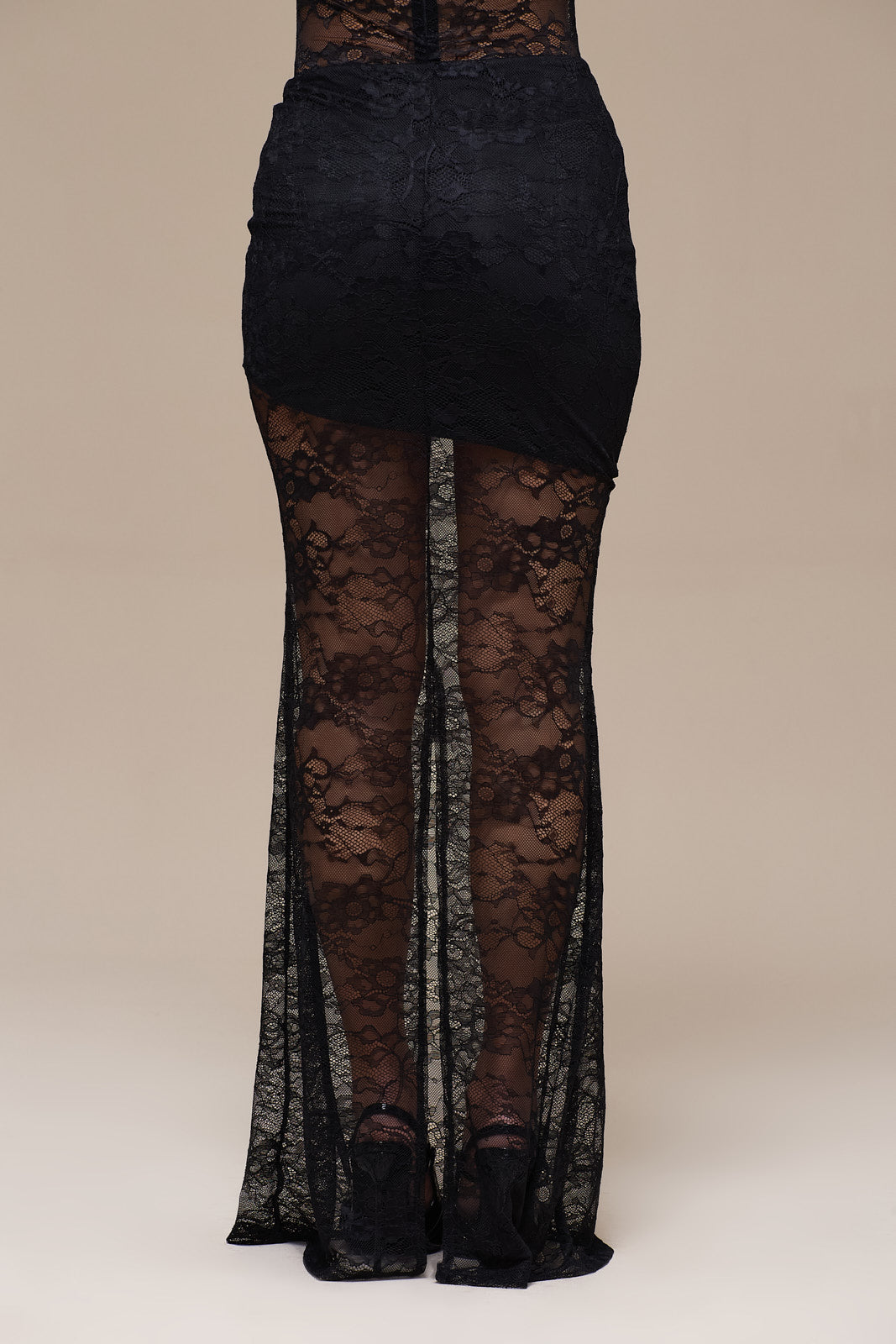 BRITNEY LACE MAXI SKIRT | BLACK