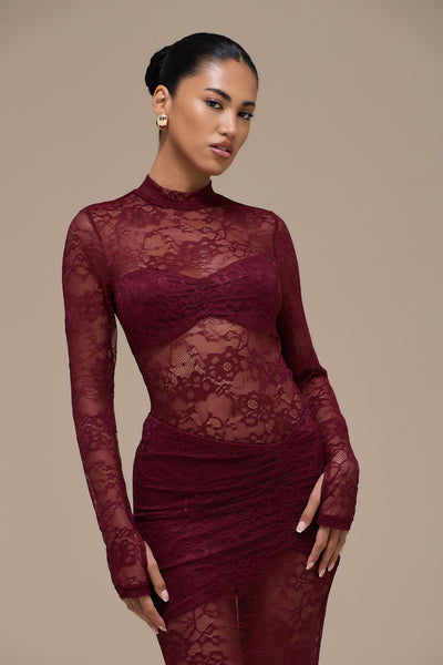 BRITNEY LACE BODYSUIT | WINE