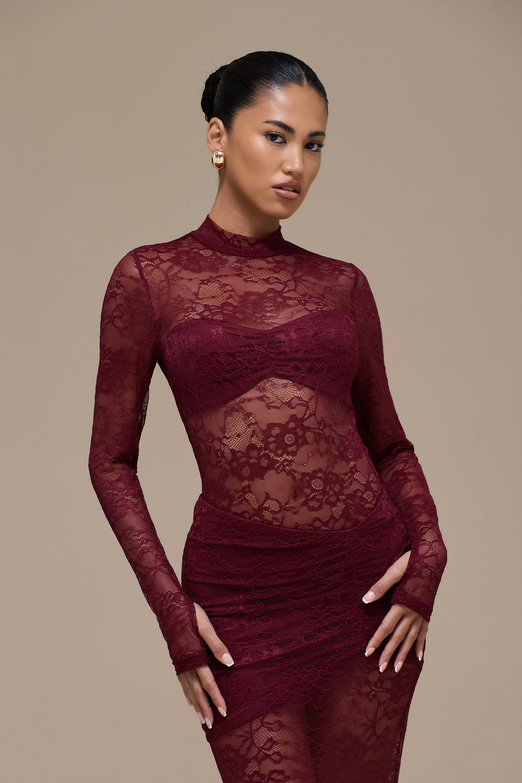 BRITNEY LACE BODYSUIT | WINE