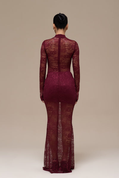 BRITNEY LACE MAXI SKIRT | WINE