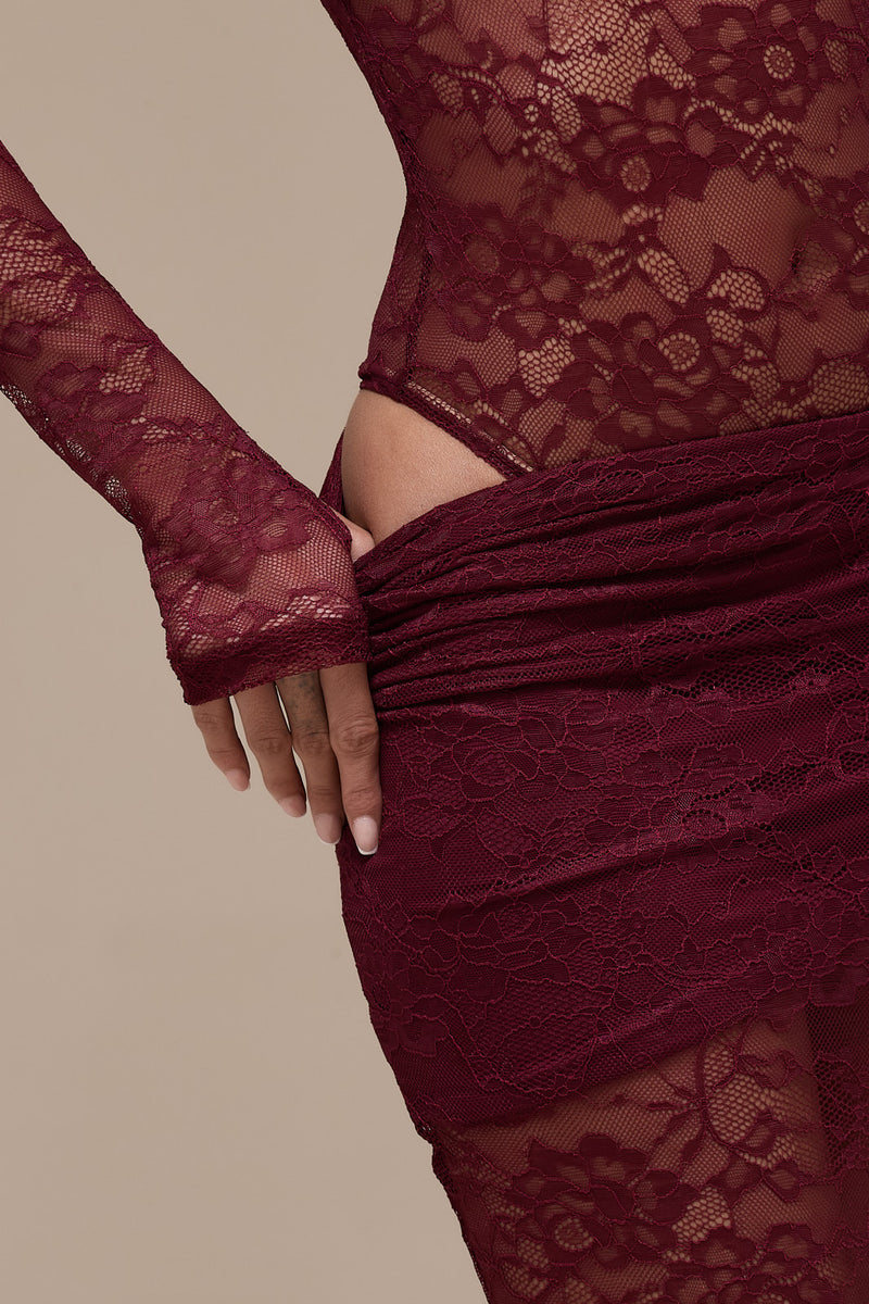BRITNEY LACE BODYSUIT | WINE