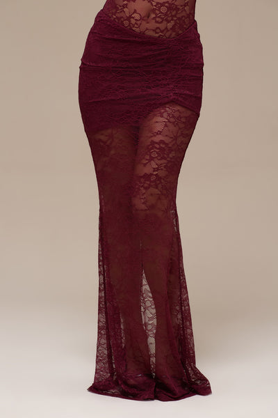 BRITNEY LACE MAXI SKIRT | WINE