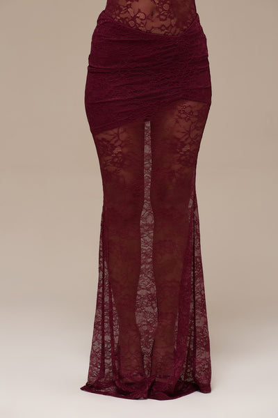 BRITNEY LACE MAXI SKIRT | WINE