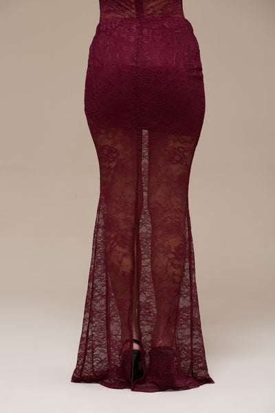 BRITNEY LACE MAXI SKIRT | WINE