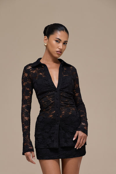 LACIE LONG SLEEVE SHIRT | BLACK LACE
