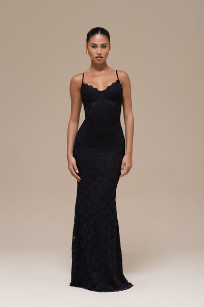 LEAH LACE MAXI DRESS | BLACK