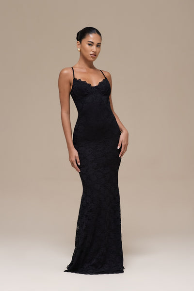 LEAH LACE MAXI DRESS | BLACK