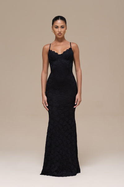 LEAH LACE MAXI DRESS | BLACK