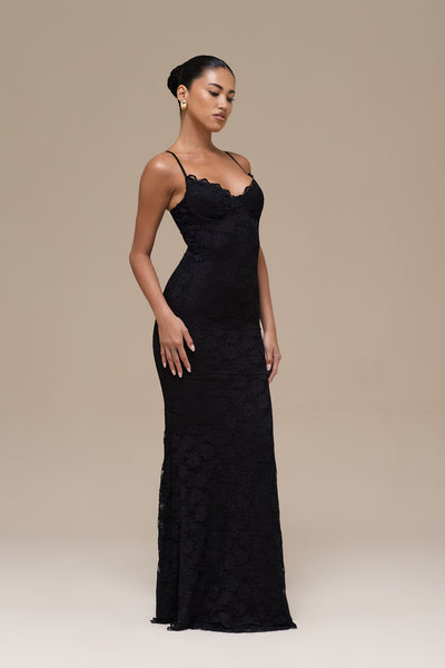 LEAH LACE MAXI DRESS | BLACK
