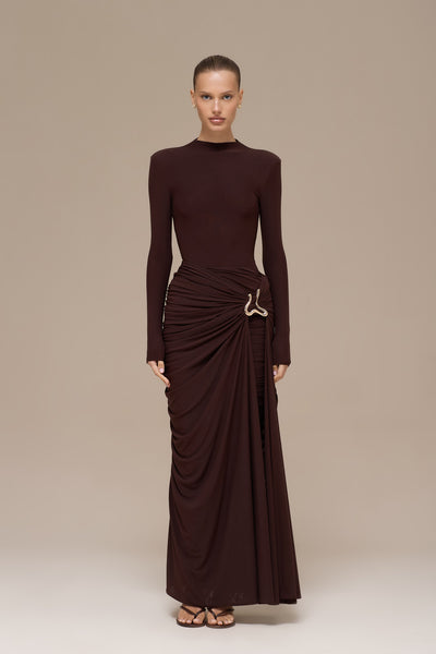 GIA MAXI SKIRT | ESPRESSO