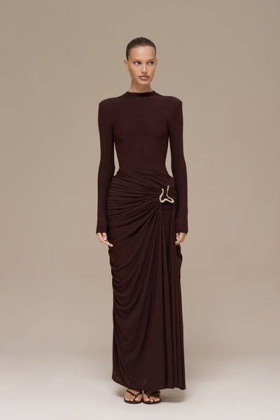 GIA MAXI SKIRT | ESPRESSO