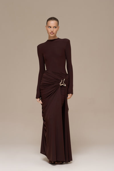 GIA MAXI SKIRT | ESPRESSO