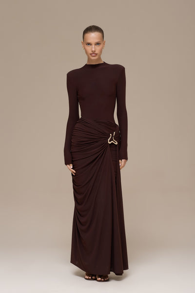 GIA MAXI SKIRT | ESPRESSO