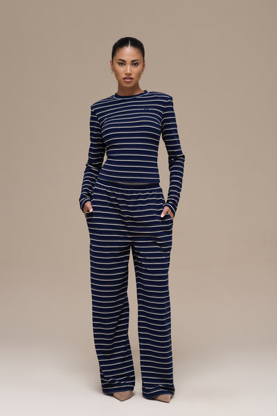 FRANKIE ROUND NECK TOP | NAVY STRIPE