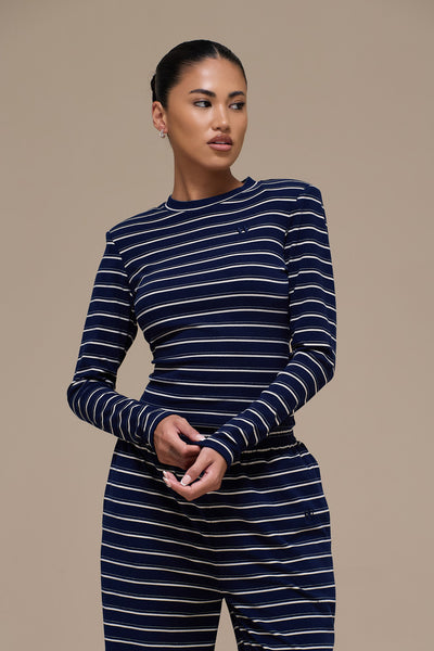FRANKIE ROUND NECK TOP | NAVY STRIPE