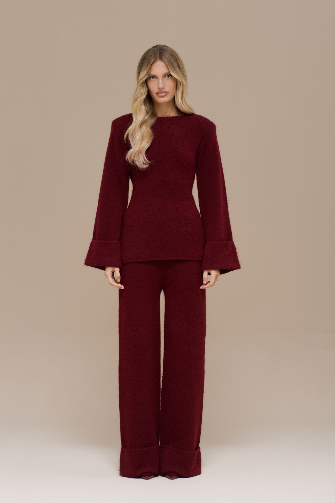 RHYLA LONG SLEEVE KNITTED TOP | WINE