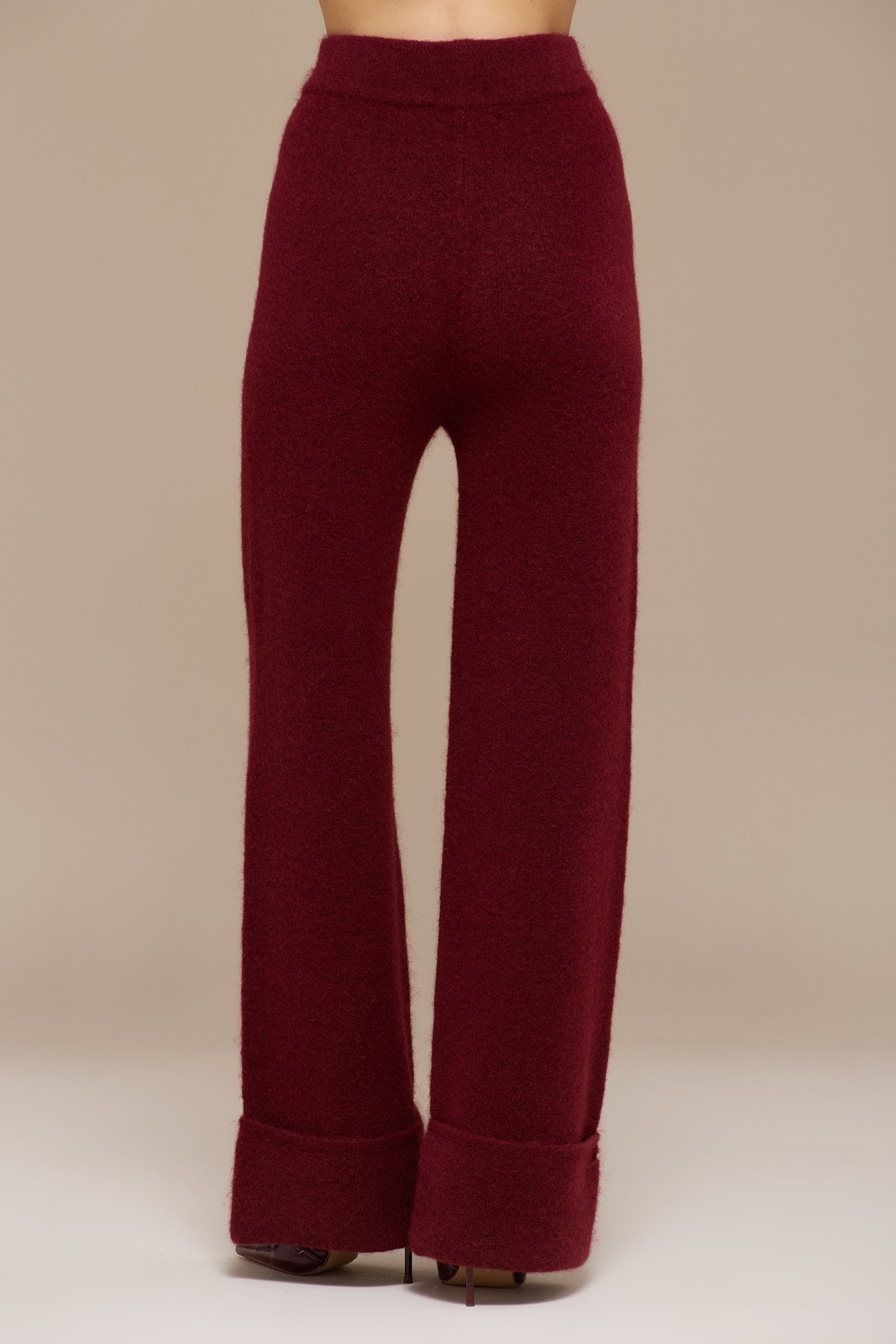 RHYLA TURN UP KNITTED TROUSERS | WINE