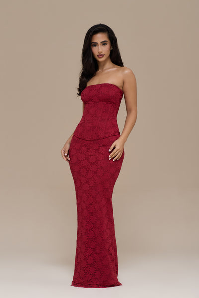 LACIE MAXI SKIRT | WINE LACE