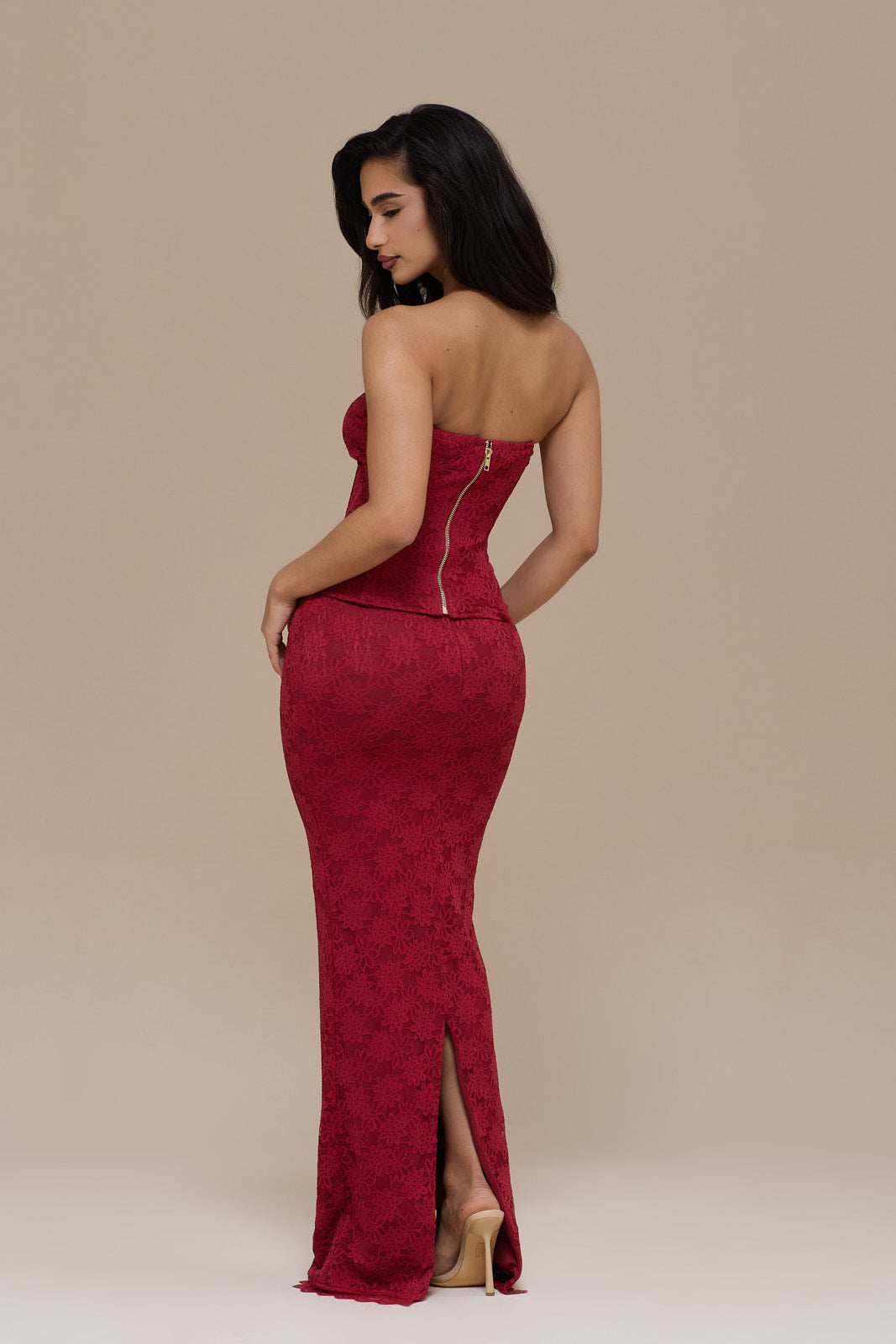 LACIE MAXI SKIRT | WINE LACE