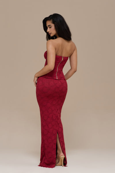 LACIE MAXI SKIRT | WINE LACE