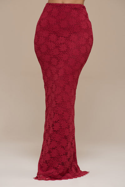 LACIE MAXI SKIRT | WINE LACE