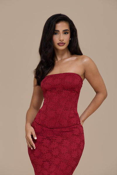 LACIE CORSET TOP | WINE LACE