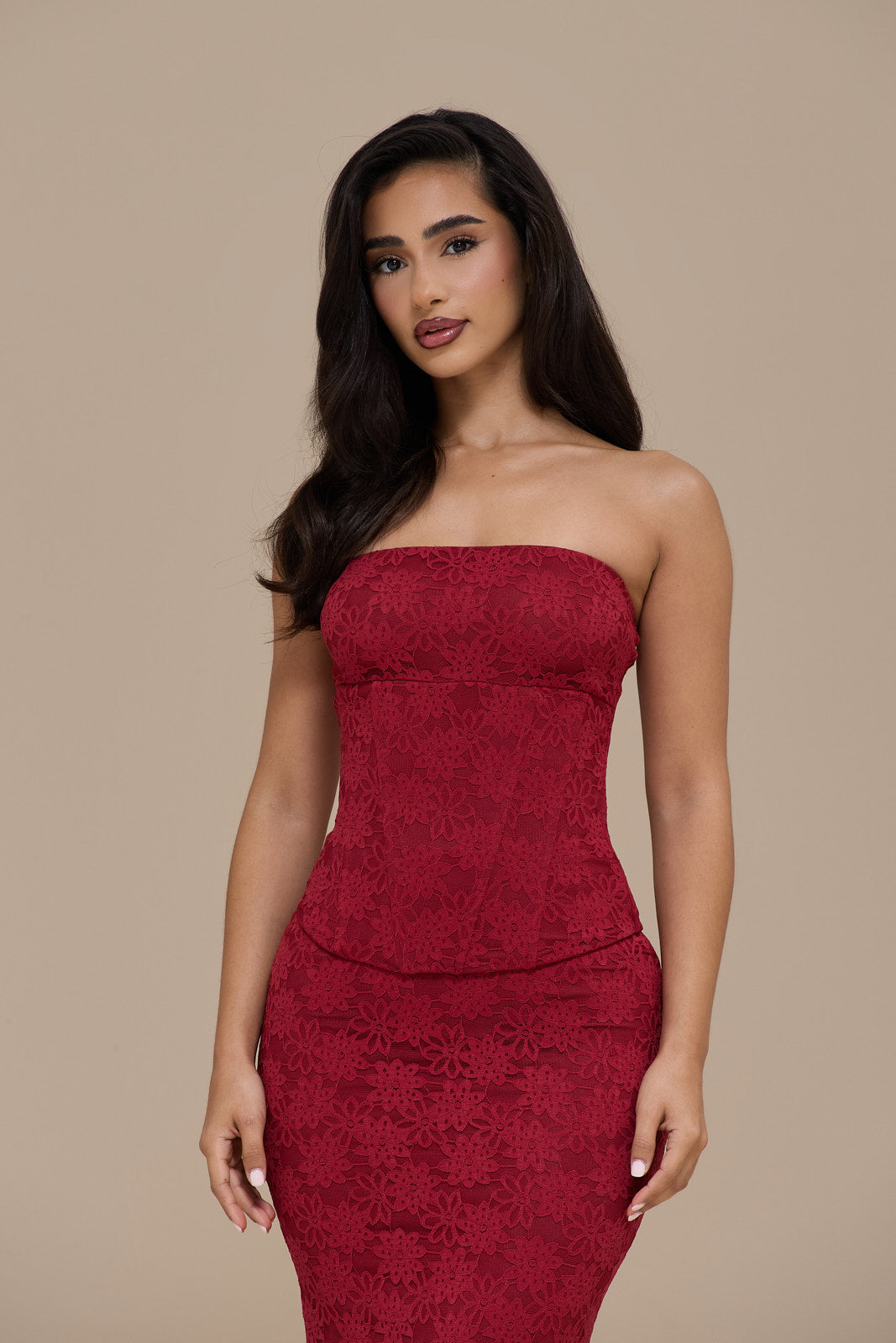 LACIE CORSET TOP | RED LACE