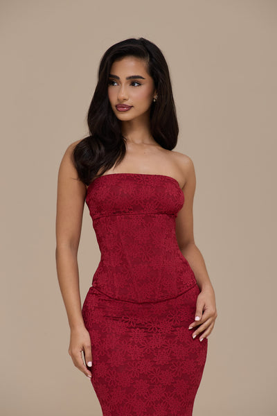 LACIE CORSET TOP | WINE LACE